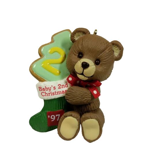 1997 Hallmark Bear #2 Baby's Second Christmas Ornament New in Box NIB - QX6502 - Picture 2 of 8